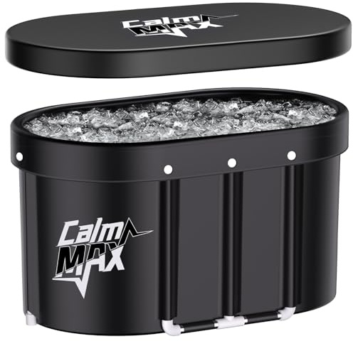 CalmMax Oval Ice Bath Tub with Lid for Athletes 492L Portable Cold Plunge Tub for Cold Water Therapy 5 Layers Ice Baths at Home Outdoor Gym - 105cm Long
