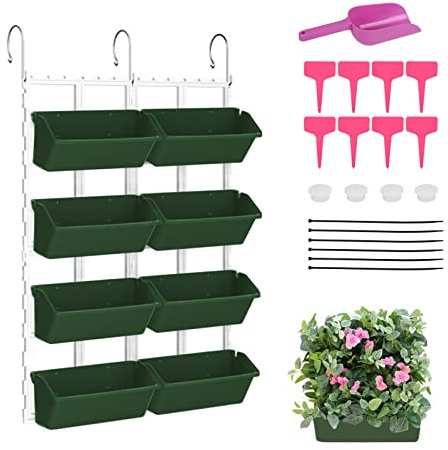 Vertikaler Garten Pflanzgefäß，Blumenkasten, Mehrschichtiges Geländer hängendes Pflanzregal, Bepflanzung Gemüse und Blumen Sukkulente Gemüse Erdbeere，Balkon Hängetöpfe für Pflanzen (Dunkelgrün)