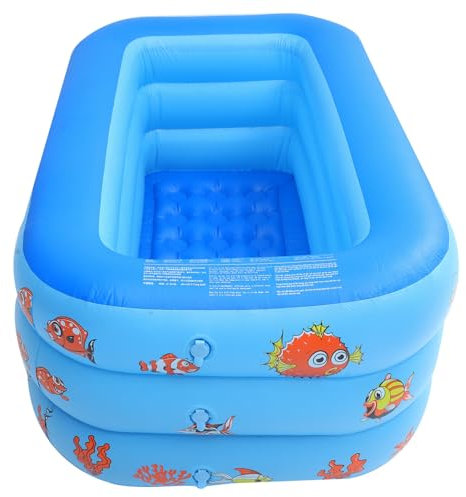 NAMOARLY Piscine Gonflable pour Garçon Et Filles Et Bébés 130 Cm Trois Couches Bleu, Matelas à Eau Ludique, Jouet De Piscine Estival pour Rafraîchissement Et Loisirs en Extérieur