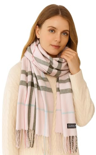 KARMA.DIEM Premium Schal – Cashmere Merino Touch – Luxuriös Weich & Warm – Braun Kariert – 180x65 cm Unisex Pashmina Stola für Damen & Herren