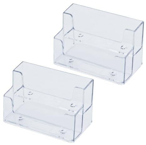 FSSTUD Lot de 2 Supports de Cartes de Visite en Plastique Transparent à 2 Niveaux - Organisateur de Cartes de Visite en Acrylique - pour la Maison, Le Bureau