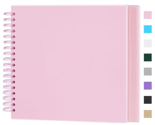 Miaikoe DIY Scrapbook Album 25.5x25.5 cm Hardcover Kraft Blank Paper Scrap Book with 40 Sheets Memory Book for Family Wedding Photography Anniversary (Pink)