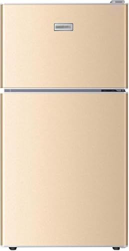 Wrobelax Mini frigorifero, congelatore a 2 porte, silenzioso, perfetto per camera da letto o salotto (colore: oro)