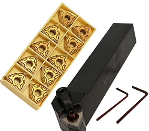 Pretfy Jeu de porte-outils de tournage de tour 20mm MWLNR2020K08 + 10 plaquettes carbure WNMG0804 + 2 clés
