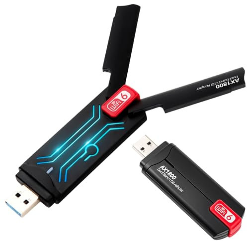 Reagle USB-A WiFi 6 Adapter AX1800 Mbps, Dual Band 2.4GHz/5GHz, 2x 5dBi Antennas, Compatible with Windows 7/8/10/11, MU-MIMO Technology, Plug & Play, High Speed Network Card for Laptop & PC