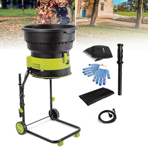 Biotrituratore da giardino silenzioso, biotrituratore elettrico per foglie e compost, motore brushless da 2500 W, contenitore di raccolta, rapporto di triturazione 17:1, triturazione,20m-Power-Cord
