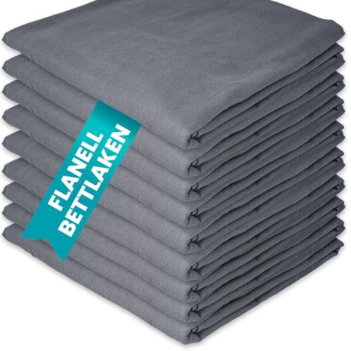 Flanell Bettlaken ohne Gummizug 150 x 240 cm Anthrazit 100% Baumwolle kuschelig warm Glatte Betttücher flauschig Hotel Laken Baumwollflanell Haustuch