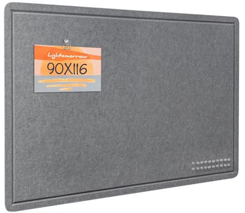 Large Bulletin Board - 90 x 116 Centimeters, Decorative Felt Pin Board for Wall - Foldable Photo Display Board with Self-Adhesive Tape, Includes 20 Push Pins - Gray