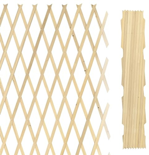 IlGruppone Traliccio Grigliato Estensibile in Legno Sostegno Muro Parete Verticale Fiori Piante Rampicanti Terrazzi Balcone Giardino Reticolato Fioriera - Naturale - 1x3 Mt