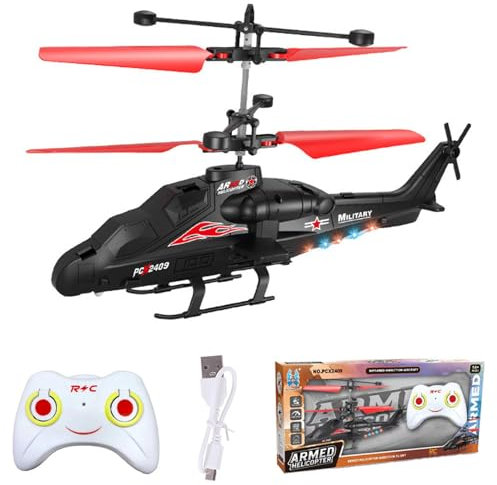 RC-Hubschrauber für Jungen, Drohne mit LED-Licht für Kinder Spielzeug ab 6 7 8 9 10+ Jahre, Infrarot-Induktionsroboter Mini Hubschrauber, Start mit Einer Taste, Fliegende Spielzeuge Jungen und Mädchen