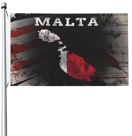 Bandiera Da Giardino Malta Map Bandiera Personalizzata Gran Bandiera Da Cortile Per Decorazione Domestica, Feste, Cortile, 90X150cm