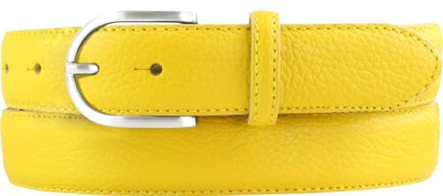 BELTINGER Italienischer Damen-Gürtel, 30 mm breit, Damen, Chinogürtel, Hosengürtel, strukturiertes Leder, Schließe Silber