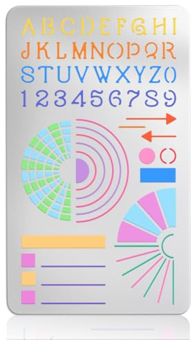 UNICRAFTALE Metal Stencils for Craft Wood Burning Circle Habit Tracker Stencil Stainless Steel Reusable Alphabet Template Journal Calendar Wood Carving Template for DIY Drawing and Engraving