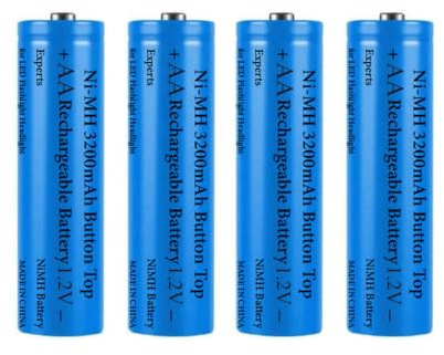 4 Pezzi Batteria 3200 mAh Ni-MH Ricaricabile, Button Top NiMH Batterie,Bottone Alto Alta Capacità Pile Ricaricabili per Fotocamera/Piccolo Ventilatore/LED Lampada Frontale/Luci Solari,0.7inch*2.63inch