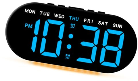 Oxtxuzdm Elegant Bedside Clock With Large Led Screen Date Time Temperature Display For Students Bedroom Or Study Adjustable Brightness Clock