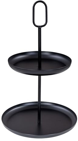 levandeo Etagere 2 Ebenen H34cm Metall Schwarz 2stöckige Metalletagere Servierplatte Kuchenplatte Obstschale Deko Tischdeko Küchendeko