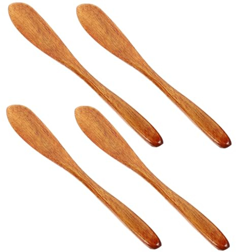 iplusmile Lot de 4 Couteaux à Beurre en Bois Surface Lisse, Étaloirs à Confiture Maison Boutiques de Desserts