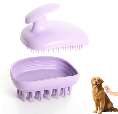 Dog Brush for Grooming Shampooing, Dog Bath Brush with Soft Rubber Teeth