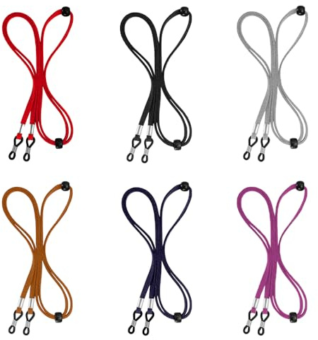 YFTRFR 6 Piezas Cadenas de Gafas, Accesorios para Cordones Ajustable Cuerda Antideslizante de Correa para Mujer, Hombre, Niños, Anteojos de Lectura, Actividades al Aire Libre(6 Color)