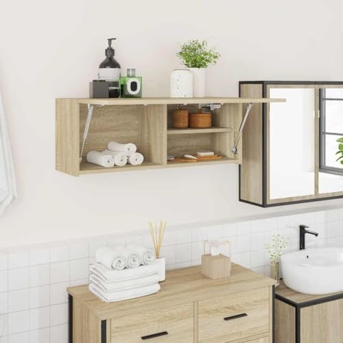Frdhee Mobili da bagno, da parete, in legno di rovere, 80 x 25 x 30 cm, per lavabo da appoggio per bagno, soggiorno, cucina, salvaspazio