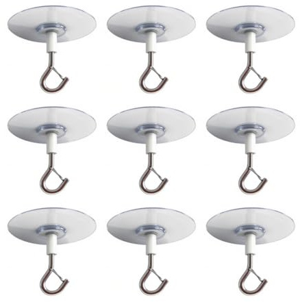 EujRcf 9PCS Ceiling Hooks Self Adhesive, Heavy Duty Self-Stick Ceiling Hooks, No Drill Hooks for Hanging Plants, Decoration Planters Wall Towel Hook Holder, Lanterns, Home Decorations