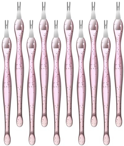 Outils de Manucure pour Peaux Mortes 10 Pièces Rose Pp et Acier Inoxydable | Outils de Manucure pour Peaux Mortes, Coupe-cuticules à Fourche Incisive, Usage Salon de Nail Art et Maison