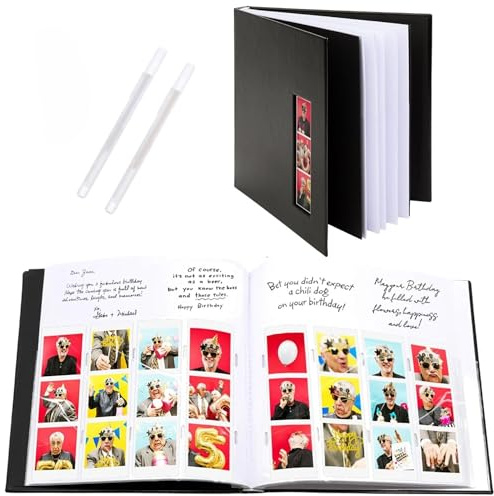 Marcos para fotomatón – Álbum de recuerdos de cabina de fotos de cubierta negra, álbum de recortes con inserciones de tira de fotos de 2 x 6 pulgadas, 40 páginas blancas
