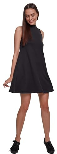 Urban Classics Ladies A-Line Turtleneck Dress Donna Miniabito Nero L 92% Poliestere, 8% elasthane