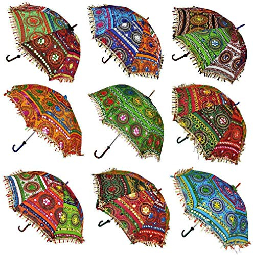 Mycrafts Regenschirme im Bohemian-Stil, handgefertigt, Baumwolle, mehrfarbig, mehrfarbig, Stickerei, Boho-Regenschirme, Sonnenschirm (10 Stück)