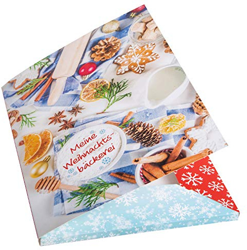 Logbuch-Verlag Rezeptmappe MEINE WEIHNACHTSBÄCKEREI DIN A4 blau bunt als Sammelmappe für Weihnachtsrezepte - Geschenkidee