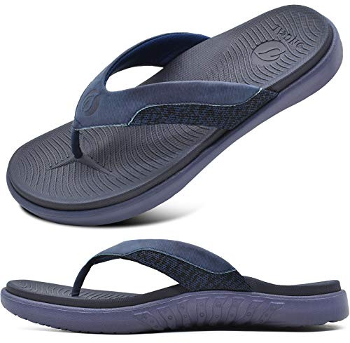 ONCAI Infradito Uomo Infradito Separatori Dita con Plantare Sandali Ciabatte Estate Spiaggia Sport Ortopedia Ciabatte Blu EU 46