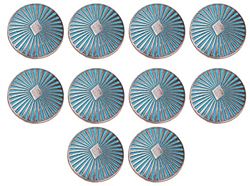 Botones de metal antiguo, botones de vástago azul decorativos de un solo orificio, 10 piezas, aleación, para chaquetas, trajes y accesorios de costura