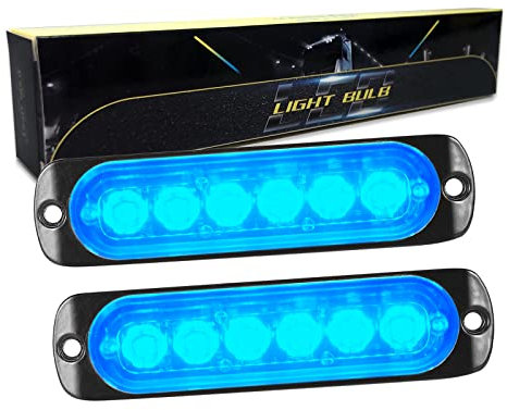 RIGIDON 2 Pezzis 6 LED Lampada di Emergenza Strobo Barra Led, 4.3 Pollice 12V 24V Faretti Fendinebbia Per Off road Auto Fuoristrada Camion SUV UTE ATV Barca 4x4 Veicoli, Blu Impermeabile