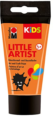 Marabu KiDS Little Artist 75 ml, Orange, Künstlermal- und Bastelfarbe für Kinder ab 3 Jahren, Kindermalfarbe auf Wasserbasis, auswaschbar, Made in Germany, vegan, glutenfrei, 03050002013