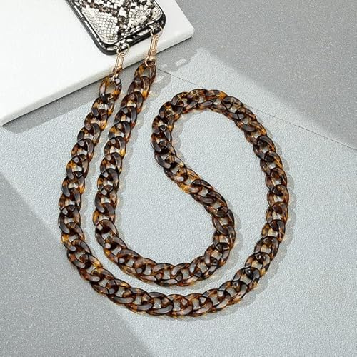 QIUMING 110 cm de Long Style incliné Suspendu chaîne de téléphone Portable Bijoux Mode Acrylique téléphone Sangle Cordon Anti-Perte étui de téléphone Portable lanière