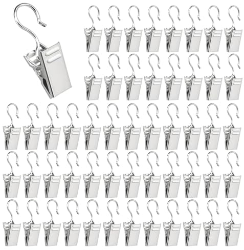 150 Piezas Pinzas de Acero Inoxidable para Cortinas, Ganchos de Cortina para rieles, Ganchos de Metal, para Pinzas de Cuerda, para Colgar Cortinas de Ducha, Fotos, mapas, Tela