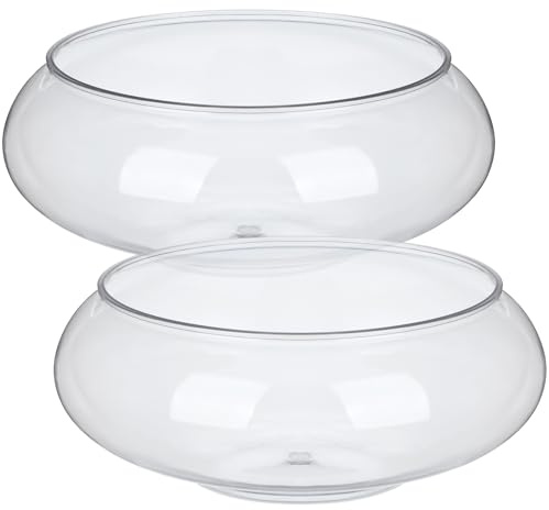 Toddmomy Ciotola per pesci in plastica, 2 pezzi, 2800 ml, rotonda, terrario da scrivania, terrario per pesci rossi a bocca larga, vaso idroponico per piante grasse, per casa e ufficio