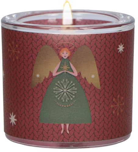 Butzon & Bercker Windlicht Weihnachtsengel - Teelichthalter mit Kerze | Mundgeblasenes Glas im Set mit Geschenkbox für Weihnachten & Advent, christliche Dekoration als Schutzengel-Geschenk