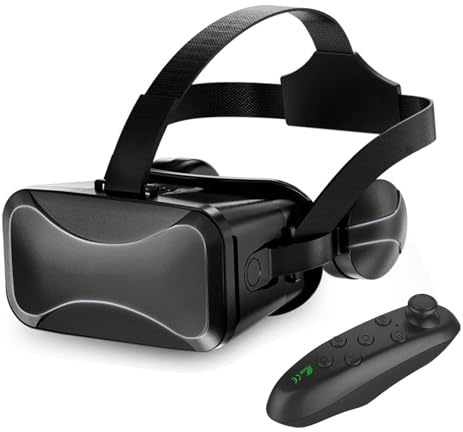 VR-headset – glasögon för virtuell verklighet för barn och vuxna | Fjärrkontroll uppslukande VR-glasögon för spel och videor, bekväma, justerbara och perfekta för familjekul och underhållning