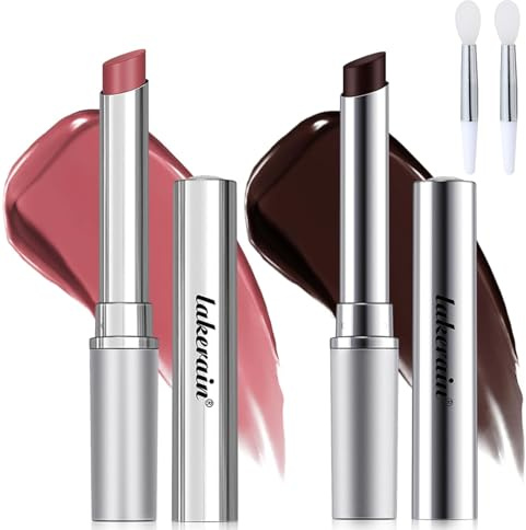 2 Piece Black and Pink HoneyLip Set with Gloss, Oil, and Balm for Dry Lips - 2 White Lip Brushes Included