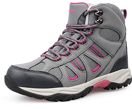 riemot Chaussures de Randonnée Femme Imperméables Respirantes Bottes de Montagne Antidérapantes et Confortables pour Marche Sportive, Gris, EU 37