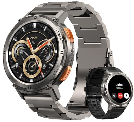 HIDAMEL Smartwatch Uomo, 1,43 AMOLED HD Display, Orologio Intelligente Fitness con Chiamate Bluetooth, 60+Giorni Batteria Extra-Lunga, 50M Impermeabile, 70 Modalità Sport, Android/iOS Argento