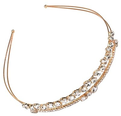 NIYANGLE Gemas de Imitación Diadema de Moda Doble Banda Tocado de Novia para Mujer Cinta de Pelo para Fiesta Banda Cabello