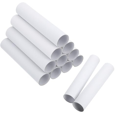 sourcing map Lot de 12 tubes en carton ondulé pour travaux manuels, peinture, dessin, fournitures artistiques, projets de bricolage, 20 x 4 cm, blanc