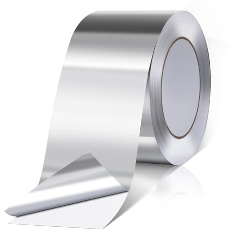 AiQInu Nastro Adesivo Alluminio 50mmX20m,Nastro Sigillante Impermeabile e Resistente al Calore per Condotti d'aria Alte Temperature,Isolamento e barriera al vapore per lavastoviglie, scarichi