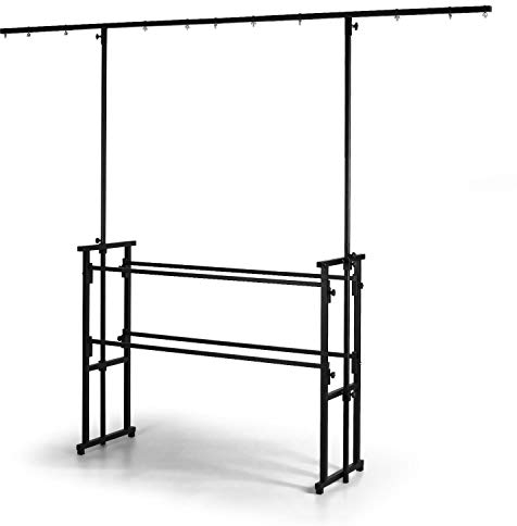 Audibax DS10 - Supporto Traverse per luci da discoteca - Altezza regolabile della barra T da 211 a 251 cm - Supporto per illuminazione con 11 punti di presa per luci - Piedini in gomma antiscivolo