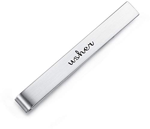 HONEY BEAR Herren Hochzeit Heirat Krawattennadel Krawattenklammer für Normale Krawatte Edelstahl Tie Clip,5.4cm,Silber,MEHRWEG (Usher)