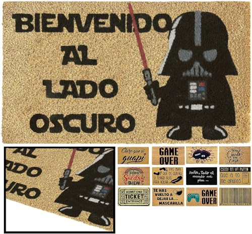 LucaHome - Felpudo Entrada Casa Original y Divertido de Coco Natural - Felpudo Lado Oscuro 40x60 - Ideal para Puerta Exterior o Pasillo