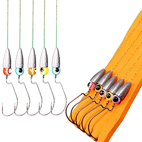 Tumnea Angelhaken, Texas Rigs für Barschfischen mit Gewichten Haken Rigged Line Kit Angelgerät