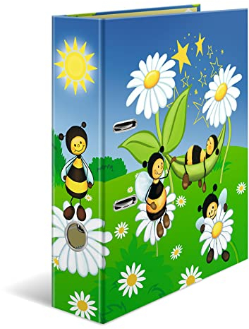HERMA Ordner A4 Bienen, 7 cm breit, Ringordner mit Kindergarten Motiv, bunter Aktenordner mit Innendruck für Jungen, Mädchen und Kinder